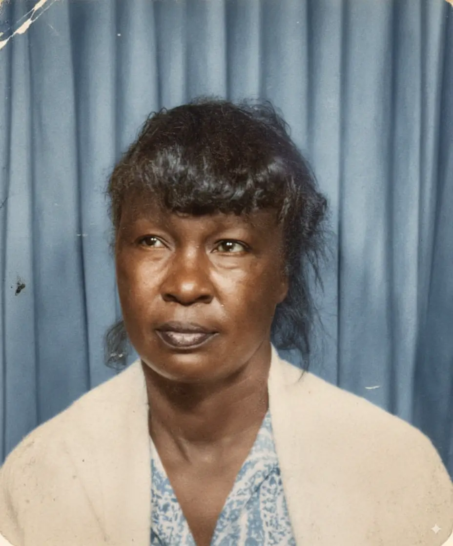 Retrato histórico preto e branco de mulher idosa colorizado usando serviço avançado de colorização