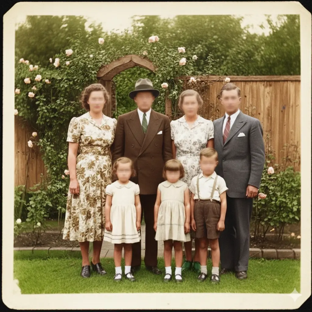 Blurry family photo sharpened with AI deblur technology