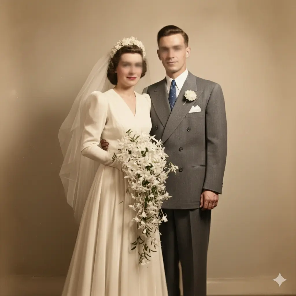 Altes Hochzeitsporträt in ein saubereres und klareres Bild verwandelt