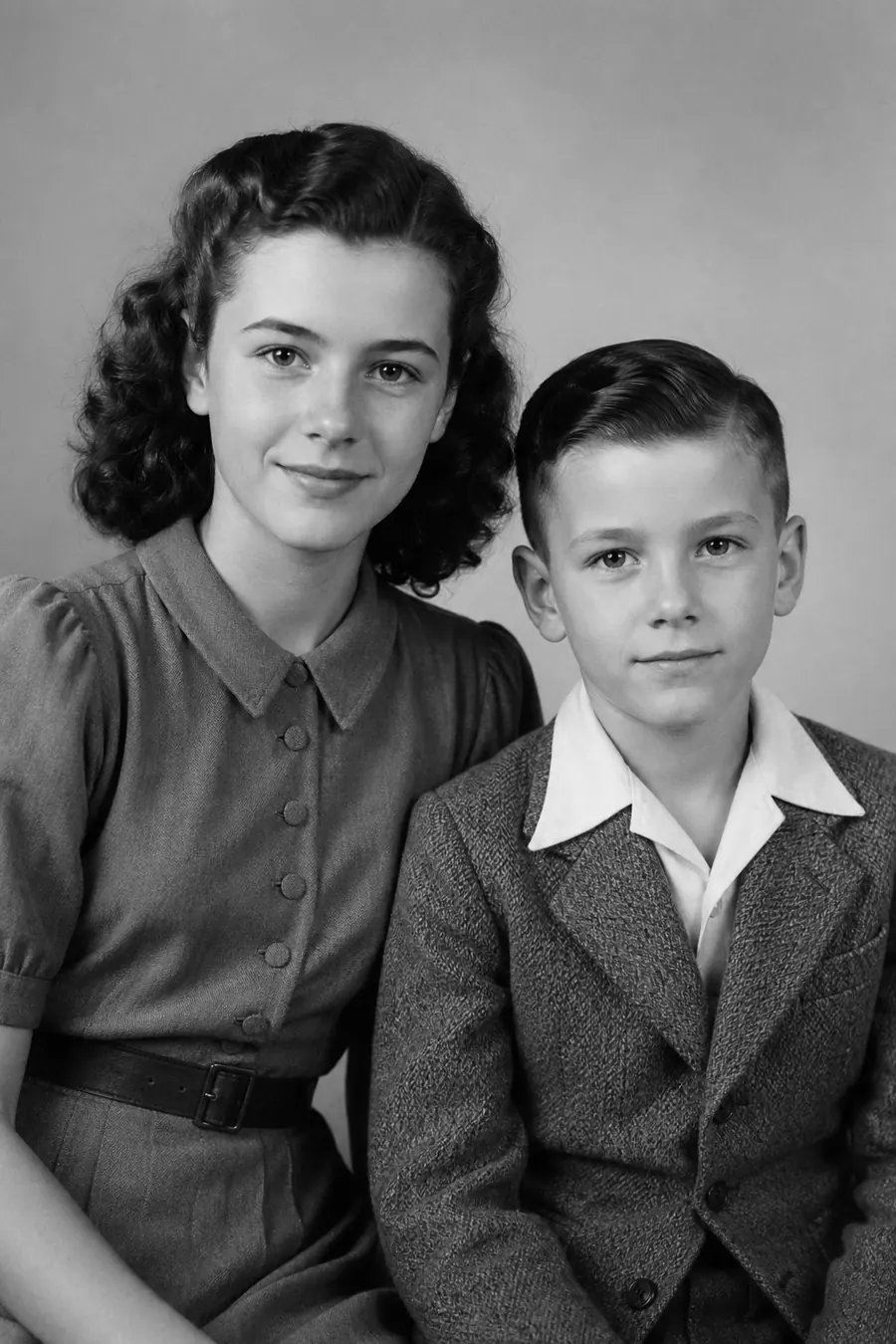 Restauriertes Schwarzweiß-Familienfoto